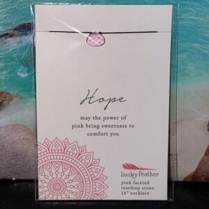 Lucky Feather Hope Pink Faceted Teardrop Stone 16" Necklace CPN-PINK New